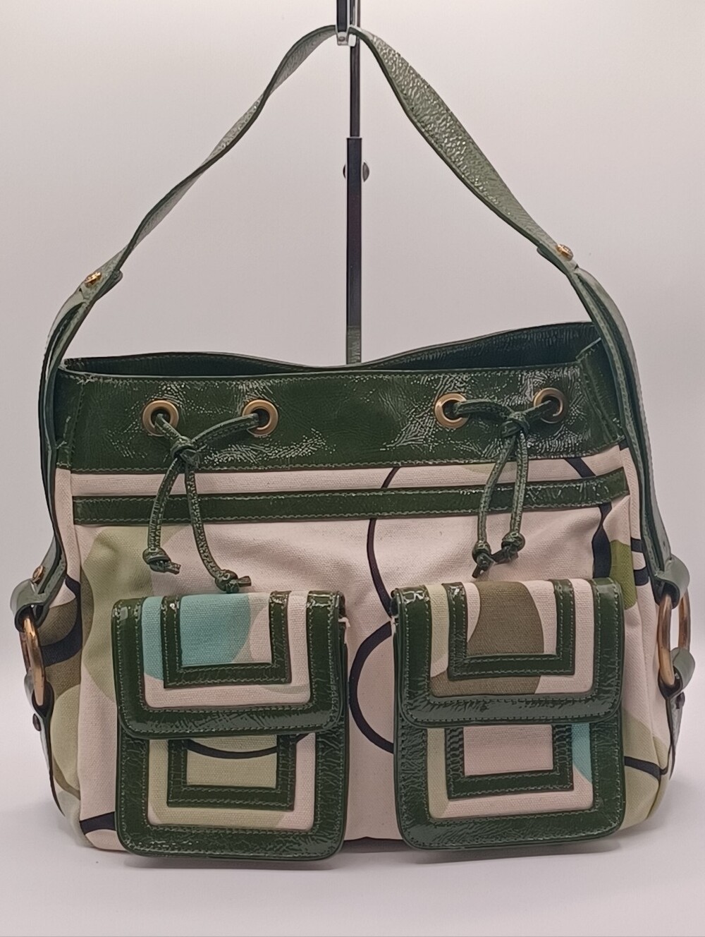 Kate Landry Canvas/Patent Leather Satchel